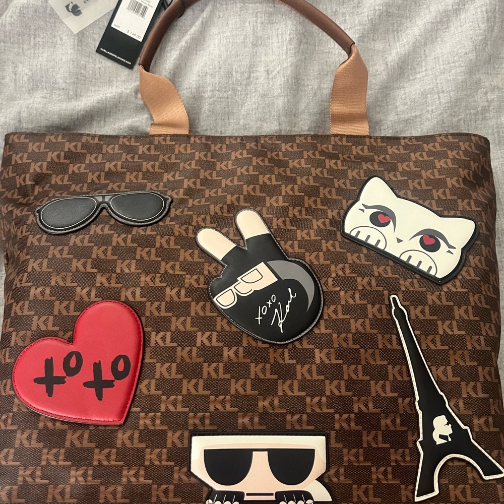 Karl Lagerfeld Brown Tote Bag with Structured Design